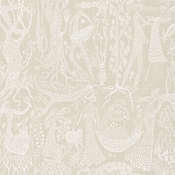 Folk Taupe Poem D'amour Wallpaper From The Scandinavian Designers Ii Collection By Brewster