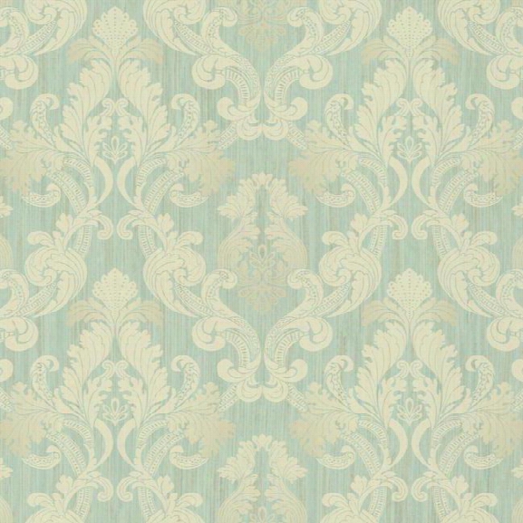 Framed Ombre Damask Wallpaper In Aqua Design By York Wallcoverings