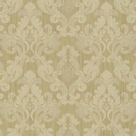 Framed Ombre Damask Wallpaper In Gold Design By York Wallcoverings