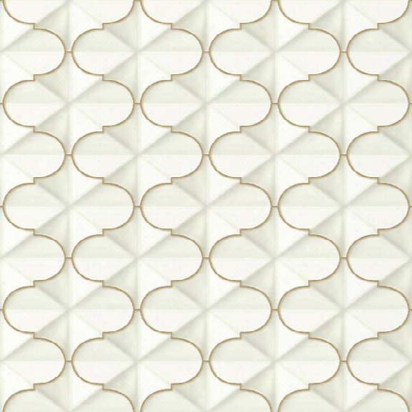 Frances Wallpaper In Gold From The Ashford Whites Collection By York Wallcoverings