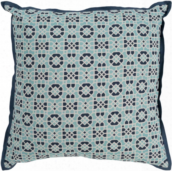 Francesco 18" X 18" Cotton Pillow In Cream And Navy Shade By Surya