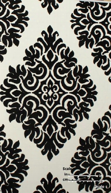 French Garden Damask Velvet Flocked Wallpaper In Black And White From The Plush Collection By Burke Decor