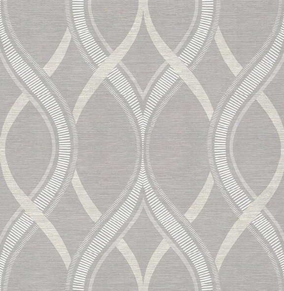 Frequency Grey Ogee Wallpaper From The Symetrie Collection By Brewster Home Fashions