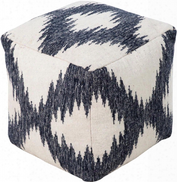 Frontier Wool Pouf In Khaki And Navy Color