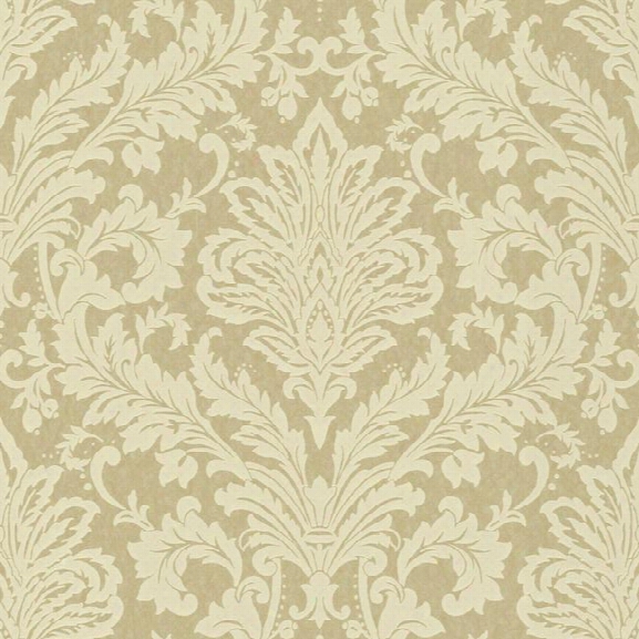 Full Damask Wallpaper In Ivory And Gold Design By York Wallcoverings