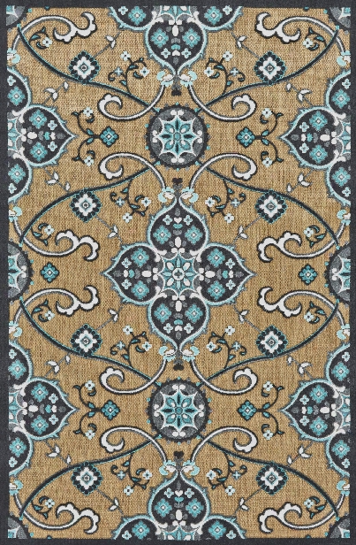 Functional Collection Power Loomed Polypropylene Area Rug In Tan & Charcoal Design By Bd Fine