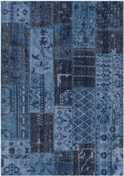 Fusion Collection Hand-knotted Area Rug In Blue, Charcoal, & Black Design By Chandra Rugs