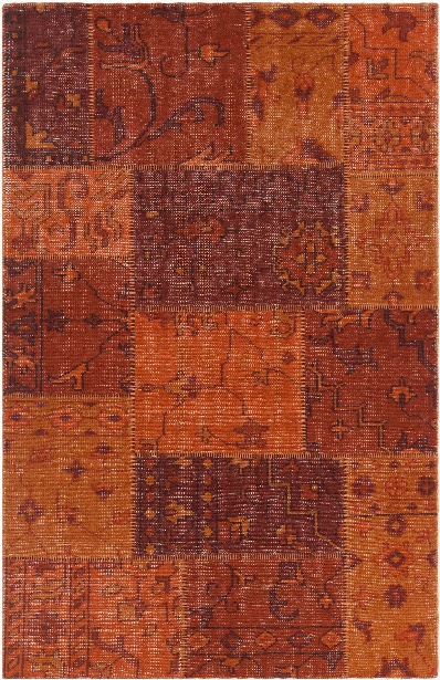 Fusion Collection Hand-knotted Area Rug In Orange, Maroon, & Red Design By Chandra Rugs