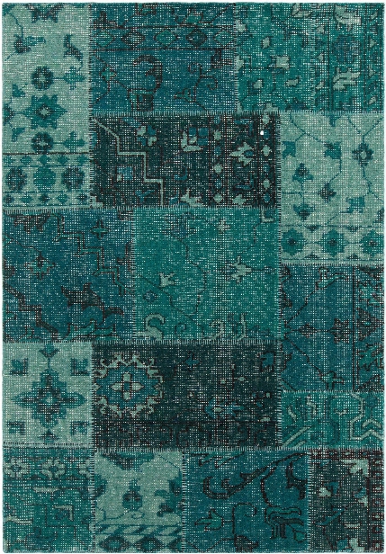 Fusion Collection Hand-knotted Area Rug In Teal & Black Design By Chandra Rugs