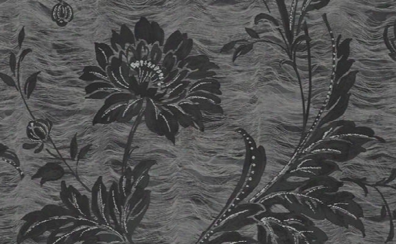 Berkley Floral Wallpaper In Black And Metallic By Carl Robinson For Seabrook Wallcoverings