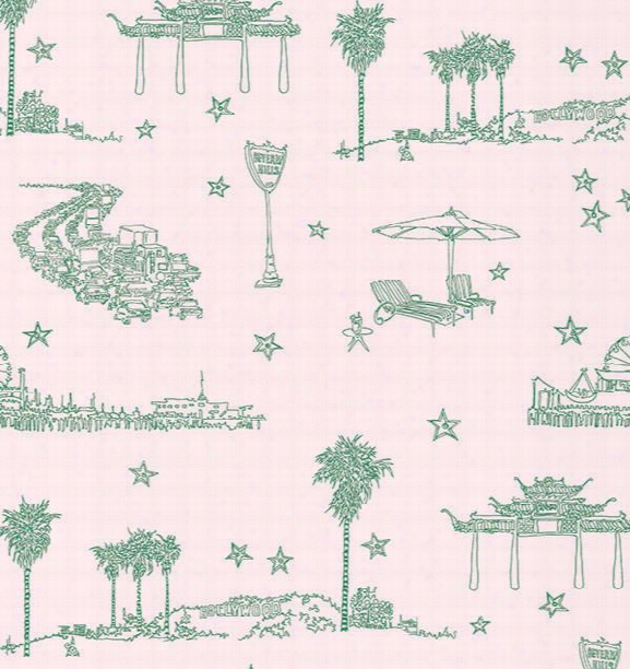 Best Coast Wallpaper In Green And Light Pink By Sandy White For Cavern Home