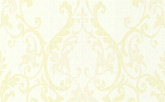 Bianco Scrollwork Wallpaper In Gold And White Design By Seabrook Wallcoverings