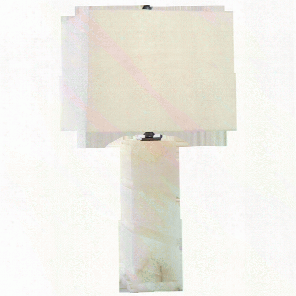 Bias Column Large Table Lamp In Alabaster W/ Natural Paper Shade Design By E. F. Chapman