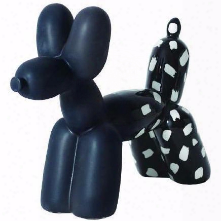 Big Top Ceramic Balloon Dog Bookend - Black & White Design By Imm Living