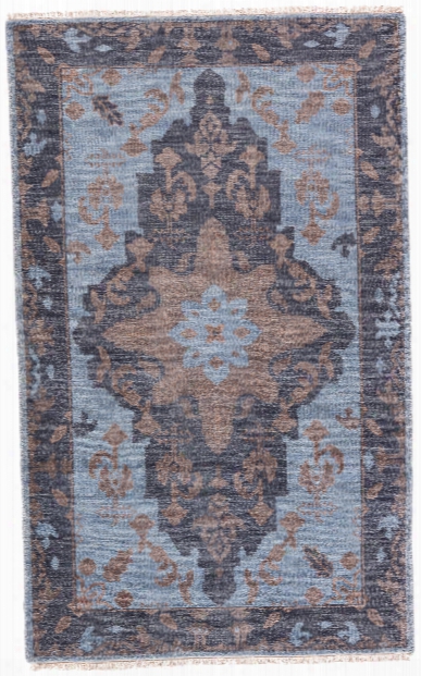 Savona Hand-knotted Medallion Blue & Brown Area Rug Design By Jaipur