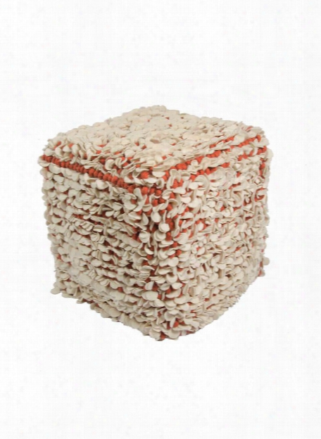 Scandinavia Pouf In Egret & Burnt Ochre Design By Jaipur