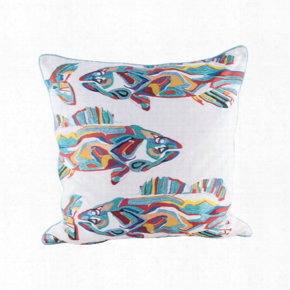 School Of Fish Pillow W/ Goose Down Insert Design By Lazy Susan