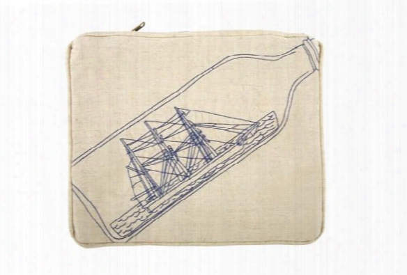 Scrimshaw Ship-in-bottle Flax Pouch Design By Thomas Paul