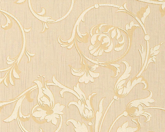 Scroll Leaf And Ironwork Wallpaper In Beige And Yellow Design By Bd Wall