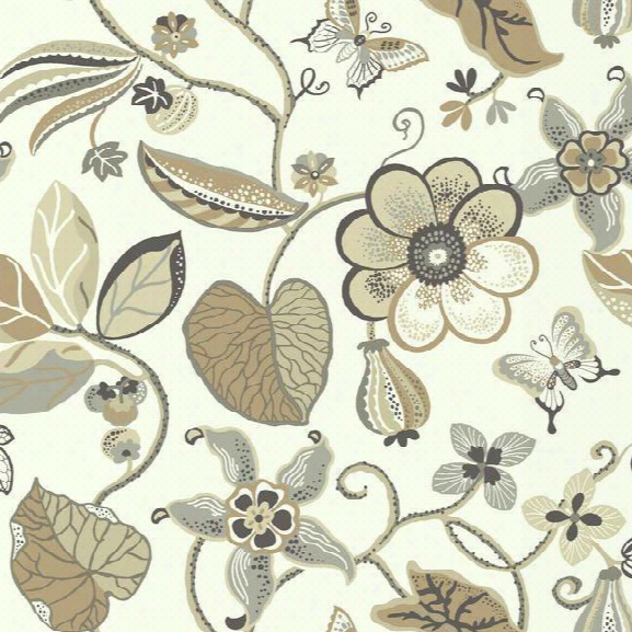 Sea Fl Oral Wallpaper In Beige And Grey Design By Carey Lind For York Wallcoverings