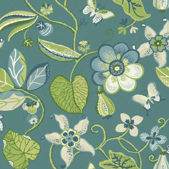 Sea Floral Wallpaper In Blue And Green Design By Carey Lind For York Wallcoverings