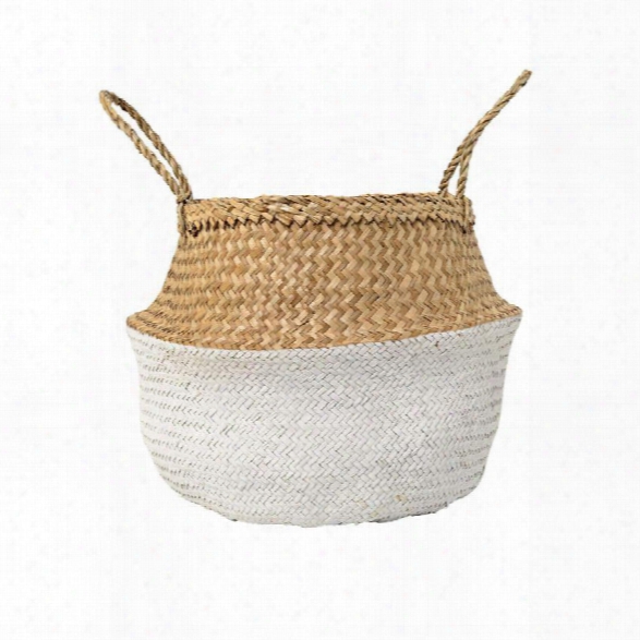 Seagrass Basket W/ Handles In Natural & White Design By Bd Edition