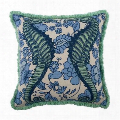 Seahorse 18" Vineyard Pillow In Mint Design By Thomas Paul
