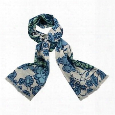 Seahorse Vineyard Cotton Scarf In Mint Design By Thomas Paul