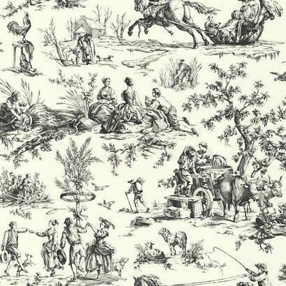 Seasons Toile Wallpaper In Black And White By Ashford House For York Wallcoverings