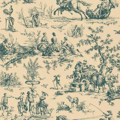 Seasons Toile Wallpaper In Blue And Cream By Ashford House For York Wallcoverings