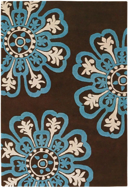 Seedling Collection Hand-tufted Area Rug In Brown, Blue, & Cream Design By Chandra Rugs