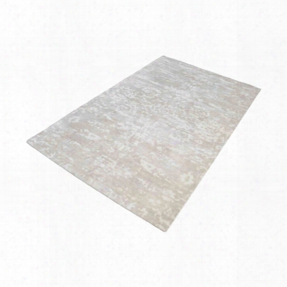 Senneh Handwoven Wool Printed Rug In Beige & White Design By Lazy Susan