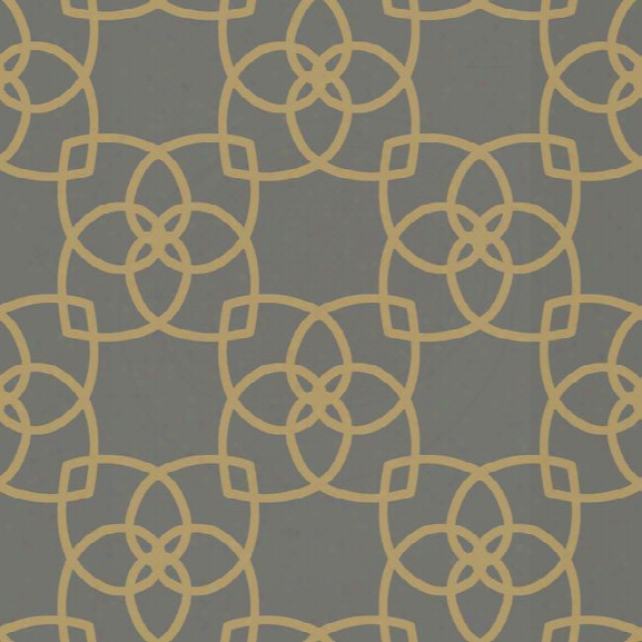 Serendipity Geo Overlay Wallpaper In Gold And Dark Neutrals By York Wallcoverings
