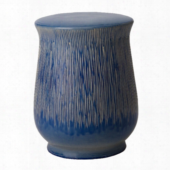 Serrated Chalice Garden Stool/table In Blue Design By Emissary