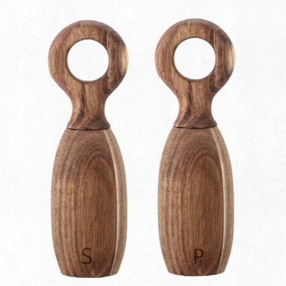 Set Of 2 Acacia Wood Salt & Pepper Mill Design By Bd Edition