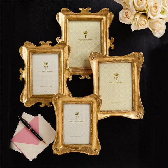 Set Of 2 Brocante Gold Leaf Photo Frames Design By Twos Company