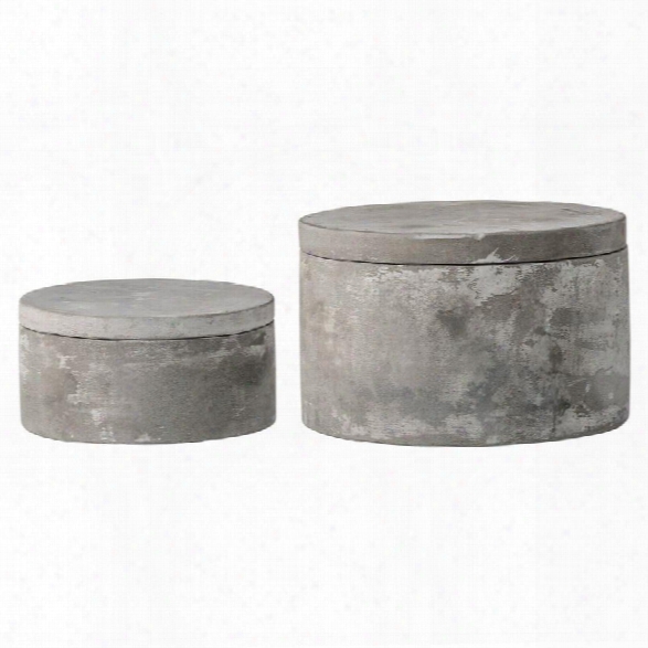 Set Of 2 Cement Boxes W/ Lids Design By Bd Edition