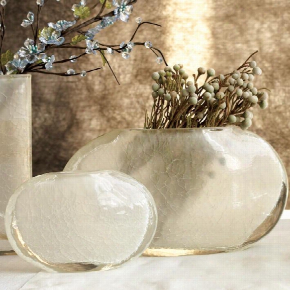 Set Of 2 Crackled Crystal Ellipse Vase Design By Tozai