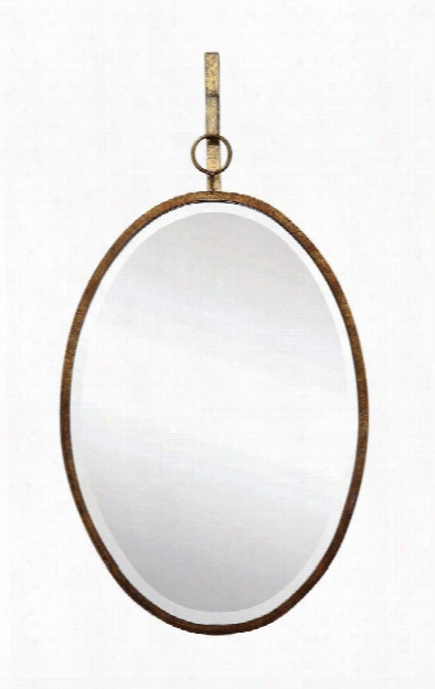 Set Of 2 Framed Wall Mirrors W/ Bracket In Distressed Gold Finish Design By Bd Edition