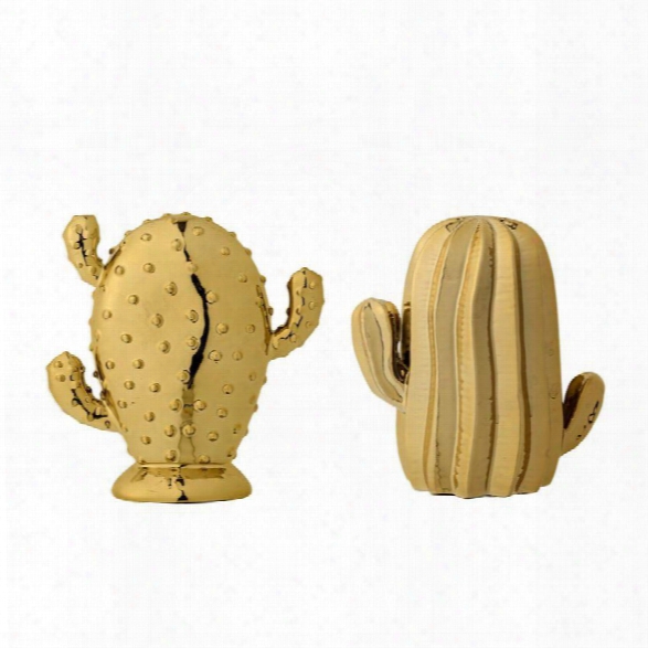 Set Of 2 Gold Cactus In 2 Styles Design By Bd Edition
