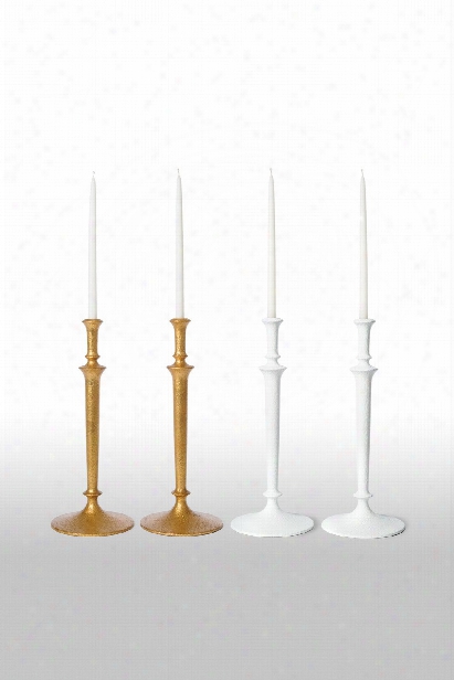 Set Of 2 Molded Plaster Candlesticks In Assorted Finishes Design By Barbara Cosgrove