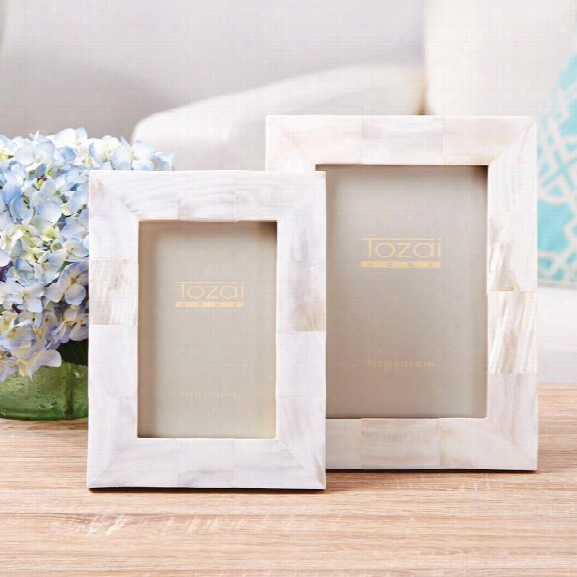 Set Of 2 Mother Of Pearl Picture Frames In Assorted Sizes Design By Tozai