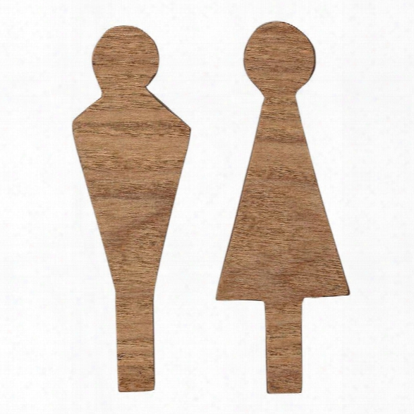 Set Of 2 Natural Wood Man/woman Signs Design By Bd Edition