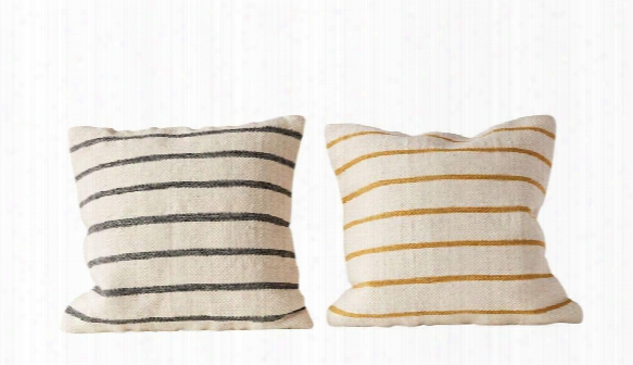 Set Of 2 Wool Blend Woven Striped Pillows Design By Bd Edition