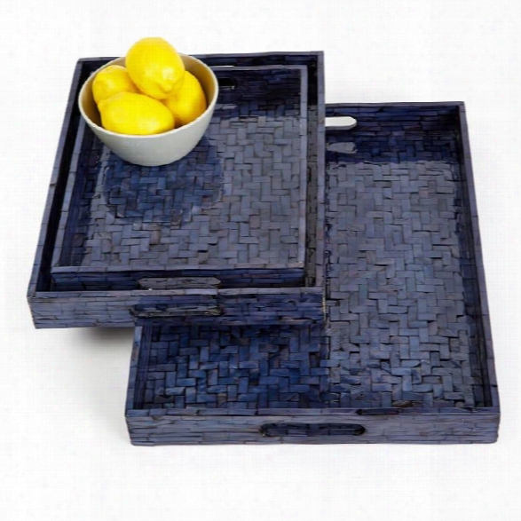 Set Of 3 Midnight Blue Trays Design By Tozai