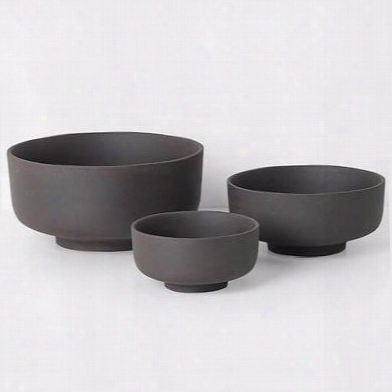 Set Of 3 Sekki Bowls In Charcoal Design By Ferm Living