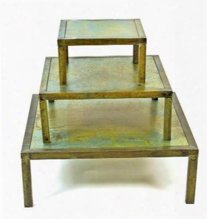 Set Of 3 Square Verdigris Tables Design By Skalny