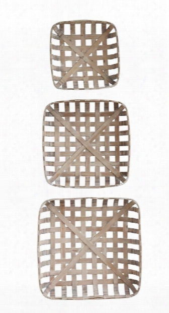 Set Of 3 Square Wood Baskets Design By Bd Edition