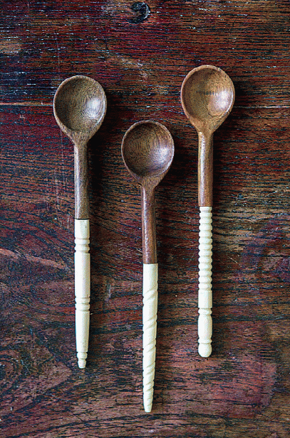 Set Of 3 Wood And Bone Spoons By Burke Decor