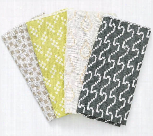 Set Of 4 Bitmap Textiles Napkins In Various Colors Design By Areaware